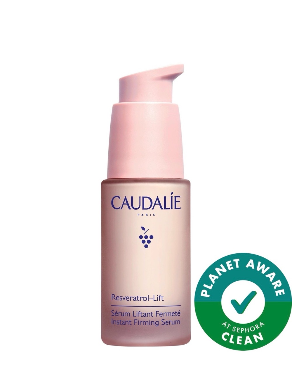 Caudalie Pink Serum Bottle with Cream Dispensing Pump